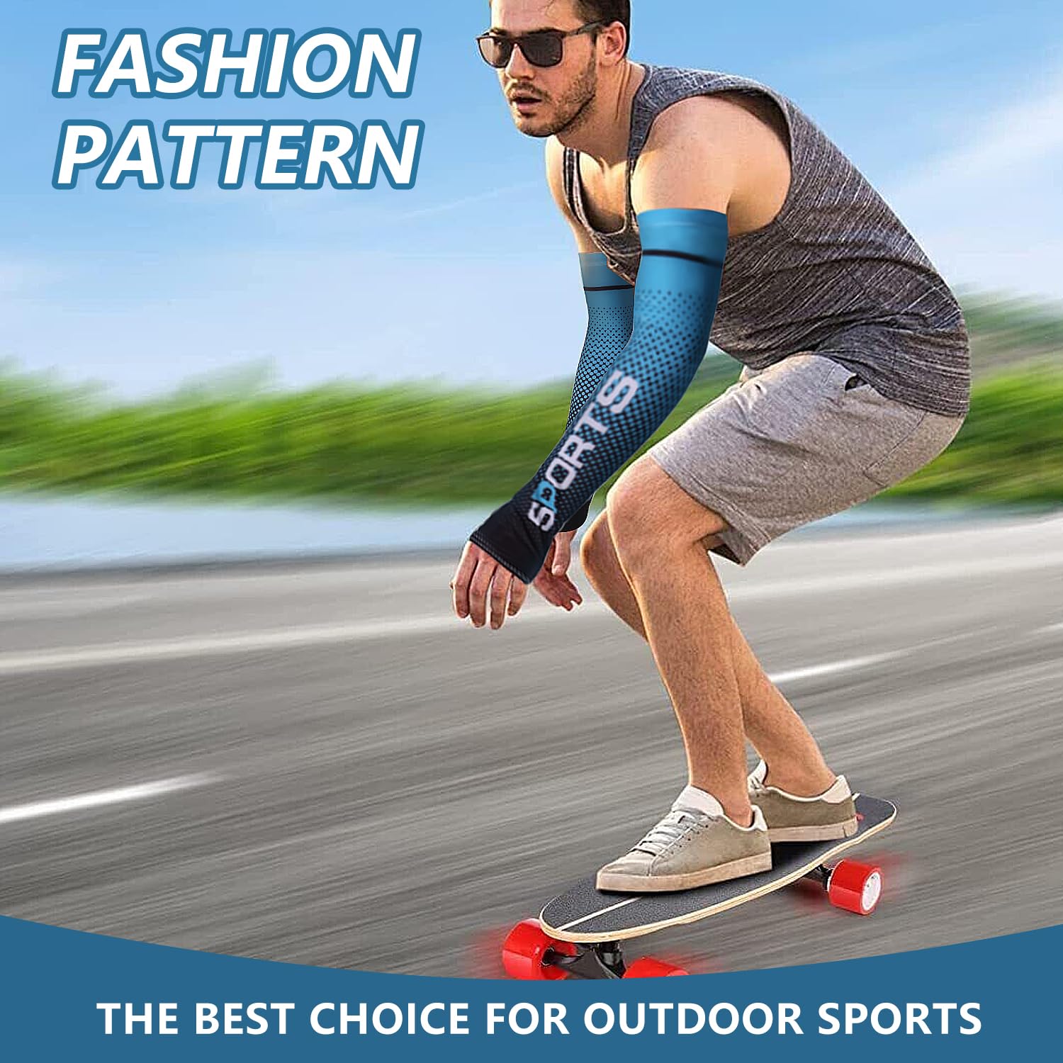 5 Pairs UV Protection Cooling Arm Sleeves for Men & Women UPF 50 Cooling Sports Sleeve Compression Sun Sleeves for Men Women Youth, Tattoo Cover Up