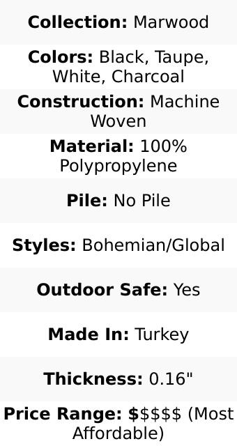 Marwood Black&White Rug - Perfect for Outdoor Use