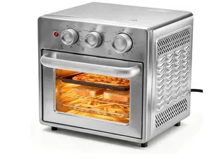 Air Fryer Toaster Oven Combo 16.9QT, 5-in-1 Countertop Convection Oven with Pizza, Toast, Grill & Dehydrate, 180–450°F, 60-Min Timer, 4 Accessories, Stainless Steel