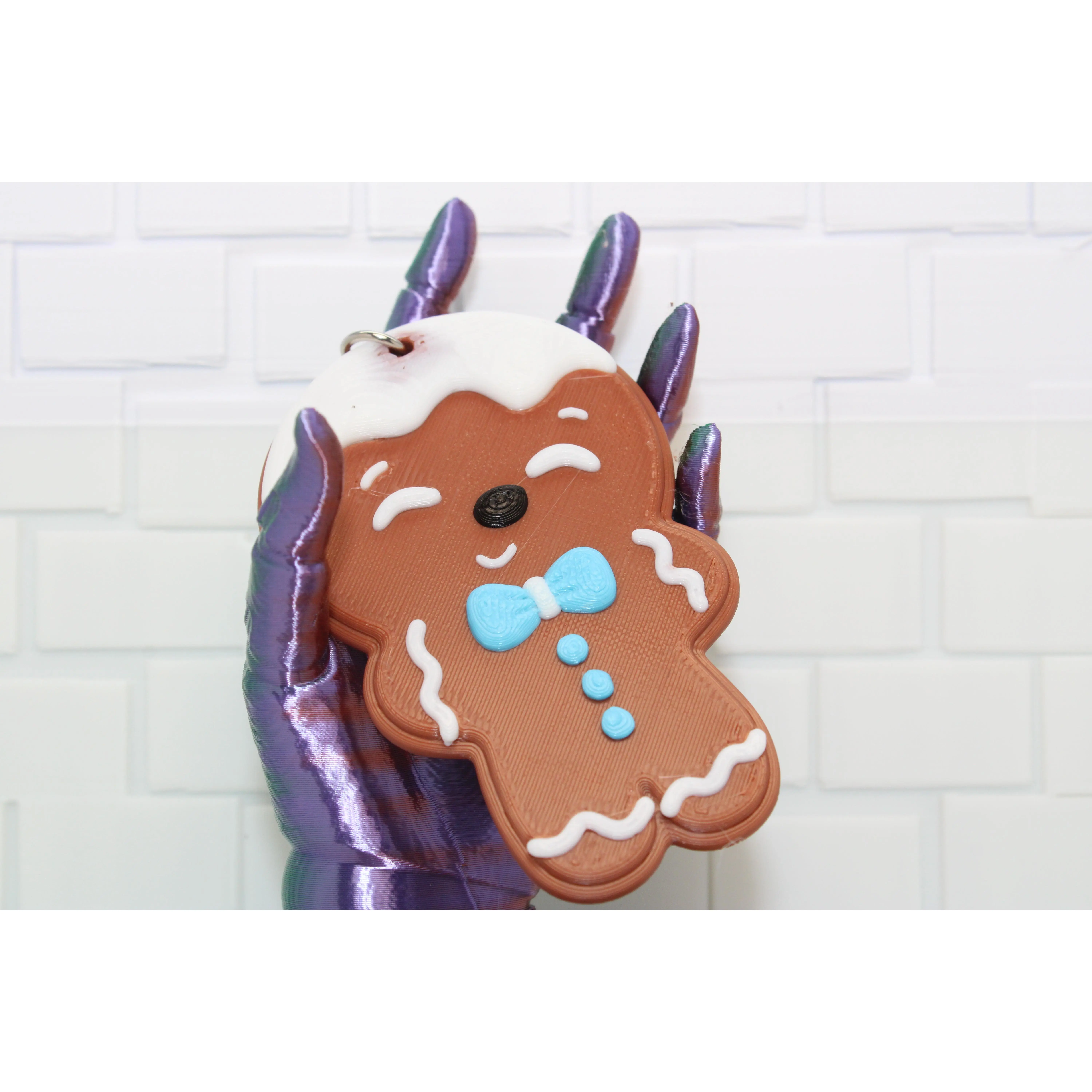 Cheerful Gingerbread Man Keychain
