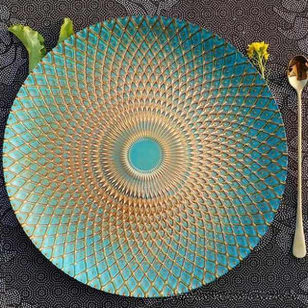 European-style large crystal glass fruit plate, snack plate, green pineapple plate, living room candy plate, round flat plate