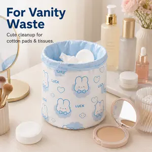 100 Count Blue Bunny Drawstring Wastebasket Liners, Small Trash Bags for Dorm, Car, Vanity, Bedside & Apartment Bathroom, 17.7 x 19.7 in