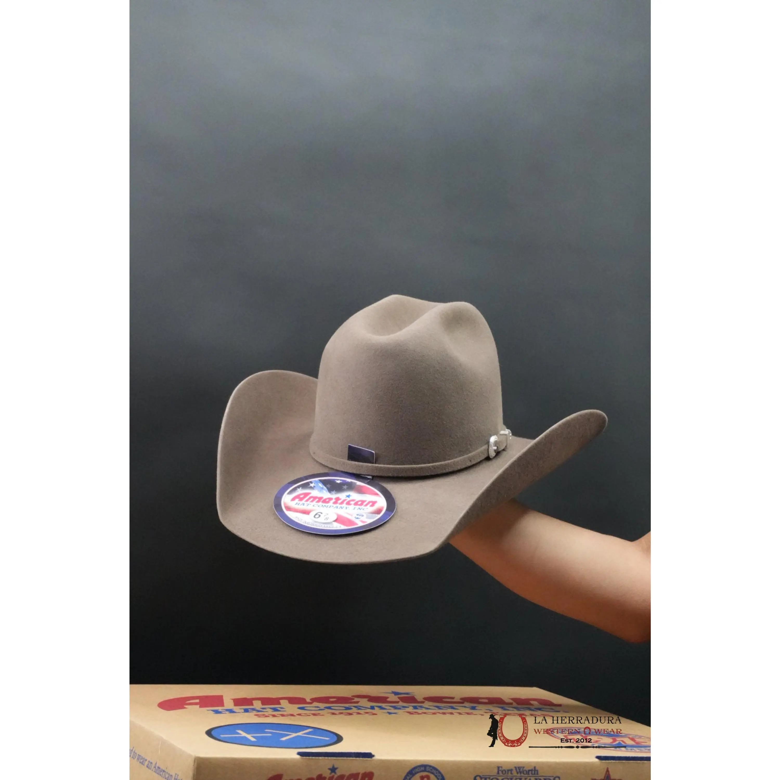 American Hat Company Customizable 7x Felt Western Cowboy Hat - 4 1/4" Brim, 4 5/8" Crown, Genuine Leather & Steel Band Hold with Silver Buckle for Cowboy Wear
