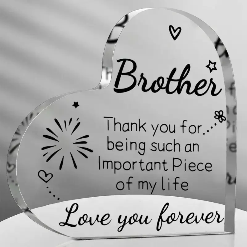 Brother Gifts from Sister, Acrylic Heart Keepsake, Birthday Gifts for Brothers from Sisters, Meaningful Gifts for Brothers Keepsake Paperweight Decorative Accessories
