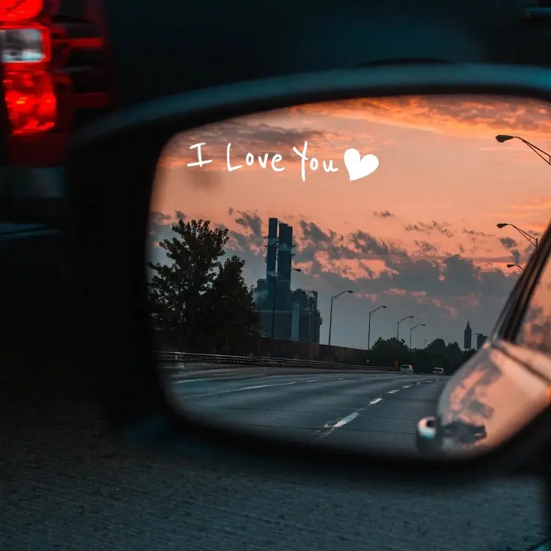 2PCS/SET Gentle Sweet "I Love You" Heart Logo Sticker - For car side mirrors, backpacks, notebooks. Full of romantic and heartwarming sweet vibe, add handwritten "I Love You" slogan + cute heart elements. A favorite decor for gentle romantic style lovers!