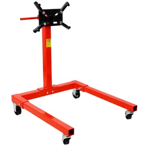 Engine Stand, 1500 LBS Motor Stand with 4 Wheels, 360 Degree Rotating Head & 4 Adjustable Arms,Metal Engine Holder for Garage, Auto Repair, Red