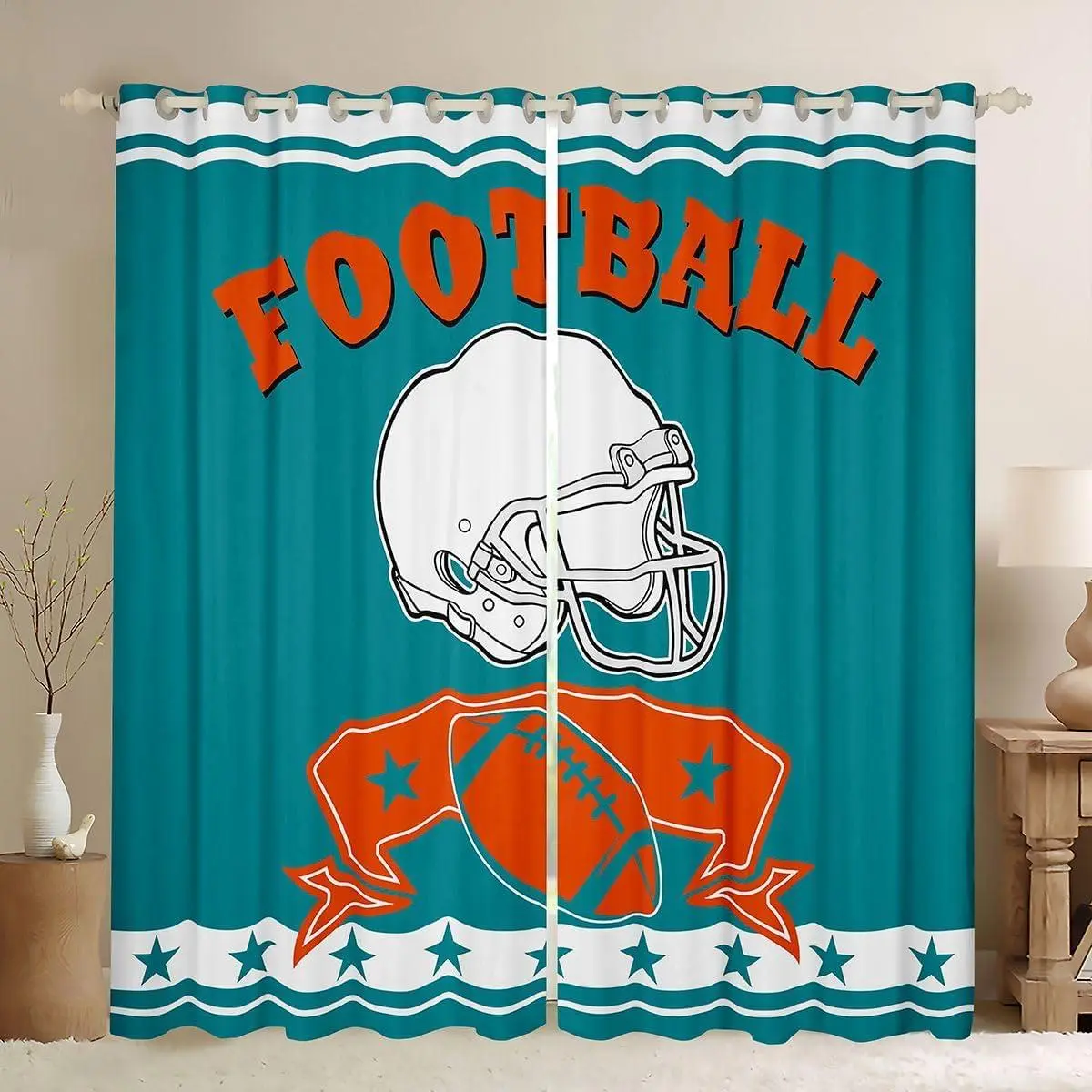 Gridiron Seasonal Style 30%-50% Blackout Curtains Sports Curtains Football City Window Curtains,Inspirational Dolphin Design Curtains & Drapes