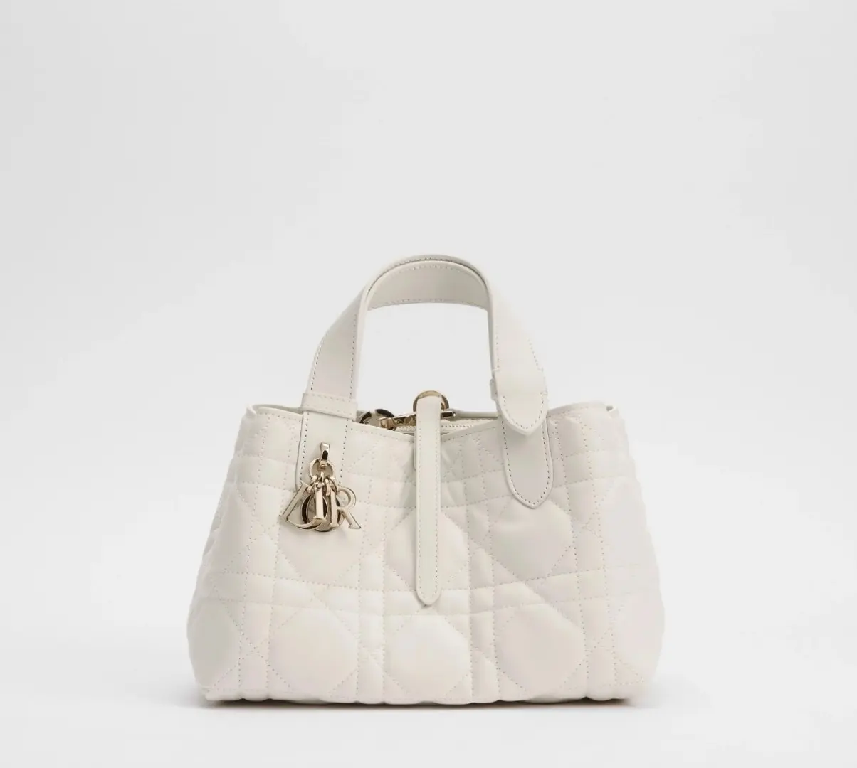 Pre-owned Dior Small Toujours Handbag White Base, Gold Hardware, Style No. 2600758
