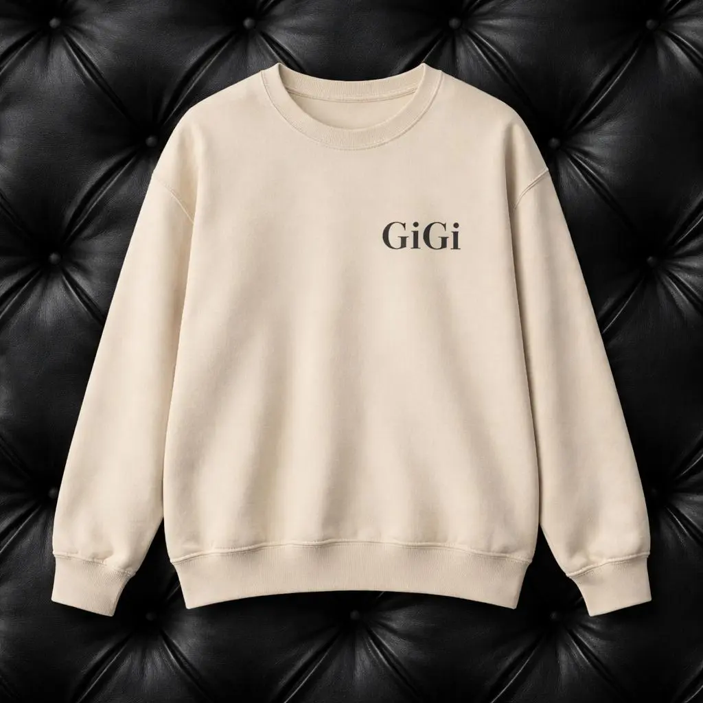 Crewneck Sweatshirt for Grandma, GiGi Embroidered Cotton-Poly Pullover, Soft Long Sleeve Round Neck Top for Everyday Wear