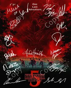 Stranger Things Season 5 Signed Pre Printed Autographs Cast Poster v2