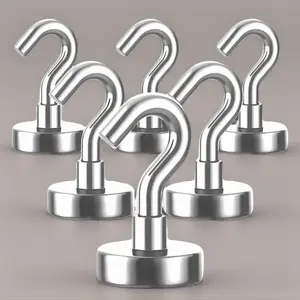 Magnetic Hooks Heavy Duty, 110 lbs Strong Magnet Hooks for Hanging, Magnet with Hook for Cruise, Refrigerator, Pack of 6 Wall Mounted Holder Wall Mount Compatible Organiser Multicolor Stainless Steel Bracket Sturdy Bracket tiktokshopspringglowup