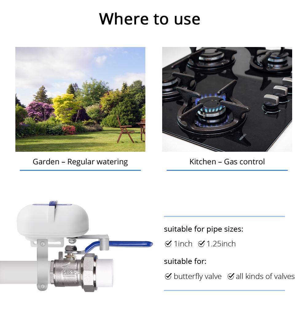 Smart Water Valve, WiFi Water Shutoff Valve Works with Alexa & Google Voice Control Smart Life App Control, Remote Water ShutOff Valve, Easy Install on 1/2" to 1" in Pipe (WiFi Version)