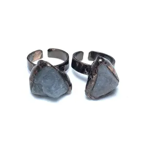 Natrual Irregular Aquamarine Gemstone Ring Vintage Bronze Adjustable Retro Ring Unshaped Original Raw Stone Ring Gift For Women Man Girl Boy Party Accessory Jewelry Gift For Bithday Anniversary Christmas Hallowmas Fashion Ring