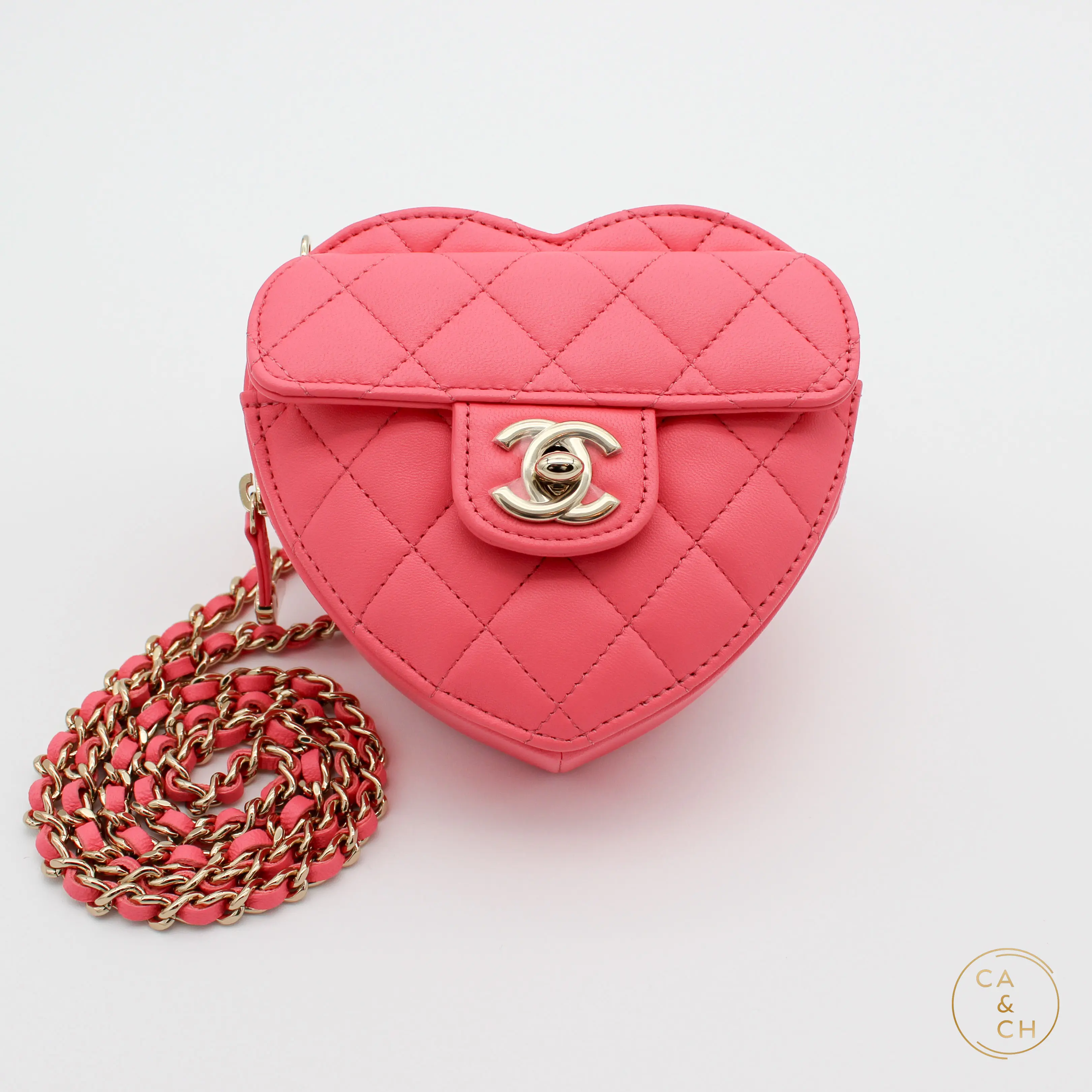 Pre-owned CHANEL Leather Crossbody Bags Heart Bag in Rose Lambskin, Small (22S Collection) crossbody bag