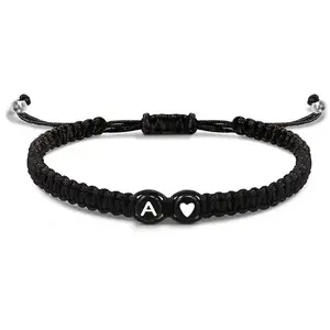 Letters  Initial Heart Bracelets Handmade Adjustable A-Z Name Braided Bracelets For Women Men Friendship Gifts funny