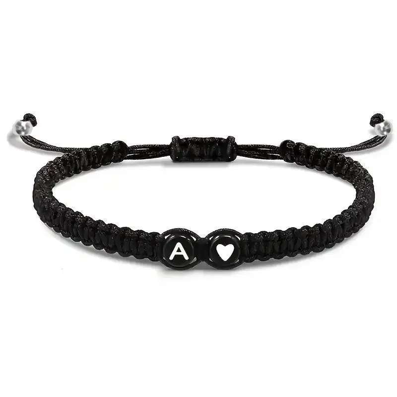 Letters  Initial Heart Bracelets Handmade Adjustable A-Z Name Braided Bracelets For Women Men Friendship Gifts funny
