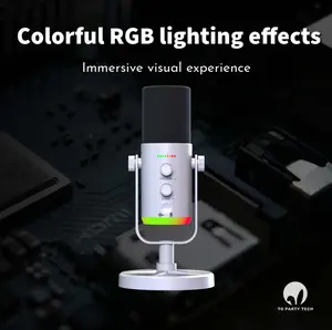 LSD Gaming USB/XLR Microphone, suitable for podcasting, dynamic microphone with controllable RGB lighting, touch mute, headphone jack, desktop stand, vocal microphone, suitable for singing, gaming, live streaming, and podcasting - LSD YU7