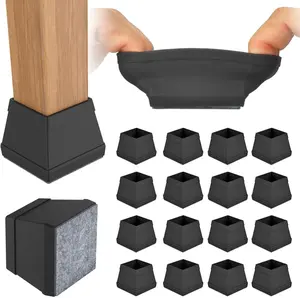 16 PCS Square Chair Leg Floor Protector, Silicone Chair Leg Cover, Furniture Leg Protectors with Felt, Mobile Table Leg pad, Protect The Floor