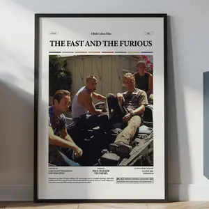 The Fast and the Furious Poster, Paul Walker Poster, Vin Diesel Poster, Dom Toretto Print, Gift for Racing Car Fans, Movie Wall Decor Idea