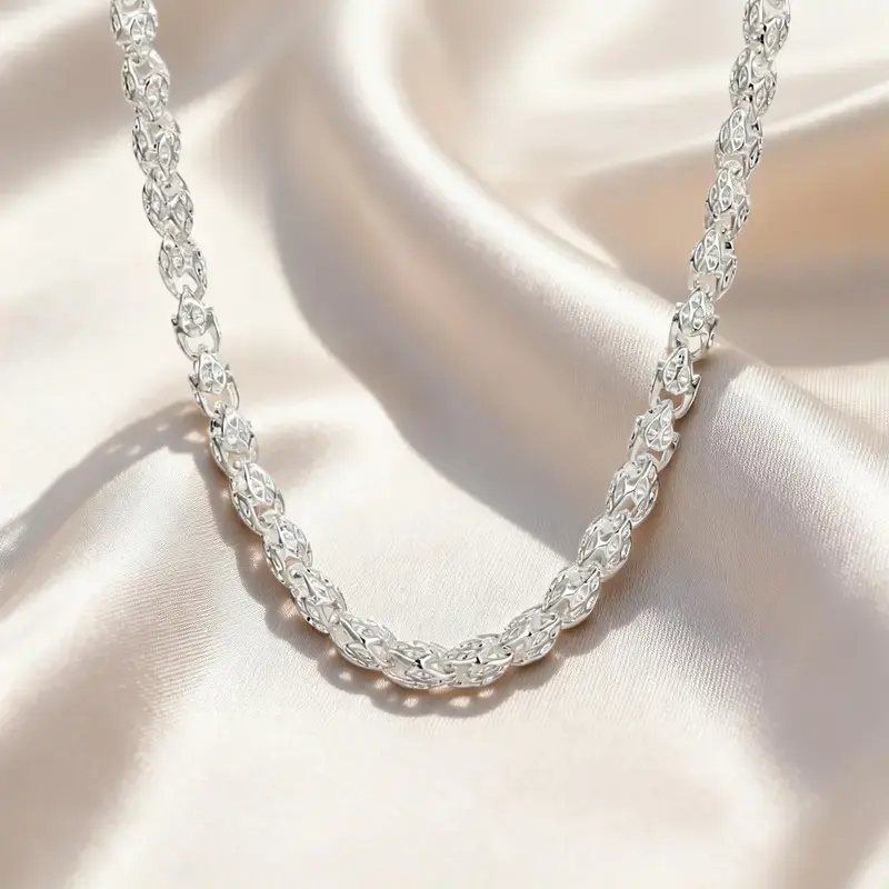 925 Sterling Silver Faucet Chain Necklace  - 20/24 in Hollow Dragon-Head Links, Adjustable Lobster Clasp, Unisex Fashion Jewelry for Everyday, Party, Wedding Gifts