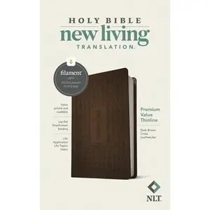 NLT Premium Value Thinline Bible, Filament-Enabled Edition (Leatherlike, Dark Brown Cross) by Tyndale
