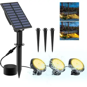 Solar Pond Lights, 18 LED Super Bright Underwater Spotlights LED Submersible Pond Light IP68 Waterproof Fountain Lights for Fish Aquarium Tank Garden Yard Pool Decor Warm White (3-in-1)