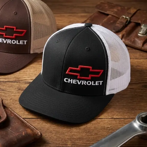 Chevrolet Bowtie Logo Trucker Hat – Embroidered Mesh Snapback Cap, Classic Chevy Hat, Gift for Chevrolet Owners