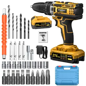YUNXI Powerful Cordless Drill Tool Set with Charger, Comprehensive Manual Tool Set, Lithium-ion Drill, Multifunctional Impact Pistol Drill Electric Screwdriver, Suitable for Furniture and Gardening Purposes, Multi-function Tool, Optional.