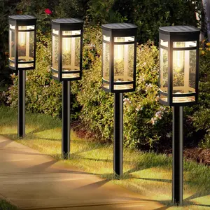 12 Pack Solar Lights Outdoor  for Garden Pathway Walkway Driveway Yard Lawn Decorative Landscape Lighting. (Warm White Light, 12)