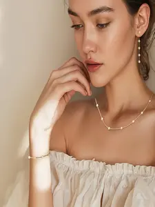 Gentle Pearl Jewelry Set, 4-Piece Choker, Tassel Earrings, Fine Bracelet, Chic Glamorous Accessories, Perfect Gift