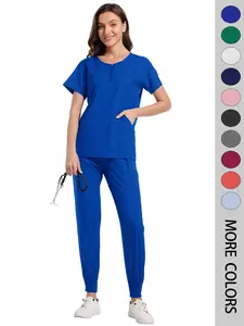 Unisex Quick-Dry Polyester Short-Sleeve Surgical Scrubs, Vet Clinic Nurse Uniform, Dental Care Workwear, Comfortable Durable Design, Medical Professionals