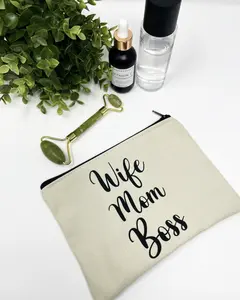 Wife Mom Boss Makeup Bag, Mom Cosmetic Bag, Gift for Mom, Mothers Day Gift Bag