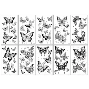 Women's Black Butterfly Temporary Tattoo Sticker - Realistic, Nontoxic, Pre-Packaged, High-End, Scar-Covering for Arms & Collarbones, Cross-Border Beauty Accessory, Realistic Temporary Tattoos, Butterfly Temporary Tattoos