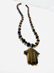 23” Hand-Carved Tiger’s Eye Hamsa Necklace | Mad Mellow Protection Drop