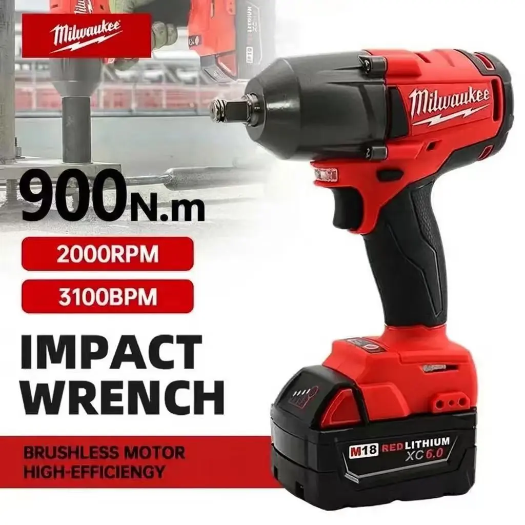 Milwaukee Impact Wrench, durable brushless motor, multi-speed adjustment with auto-stop to prevent over-tightening, built-in LED light, industrial-grade quality