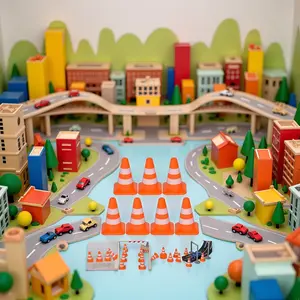 14 Pcs Miniature Orange Plastic Road Cones Educational Toy Model Roadblock Safety Cones Photo Prop Construction Barriers for Kids