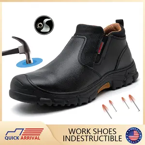 Men's Safety Shoes Indestructible Soles Welder Boots New Steel Toe Shoe Work Life Waterproof Advanced Non-Slip Traction Roofing Shoes Black Footwear Anti-Smashing Steel Toe Breathable Lightweight Wear-Resistant Rubber Outsole