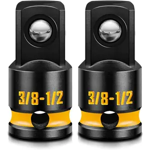 2PCS 3/8"F to 1/2"M Impact Socket Adapter Set, 3/8-Inch Square Drive, for Ratchet Wrench Use, Meet ANSI Standards, Deep Yellow Embossed Marking, CR-MO Steel