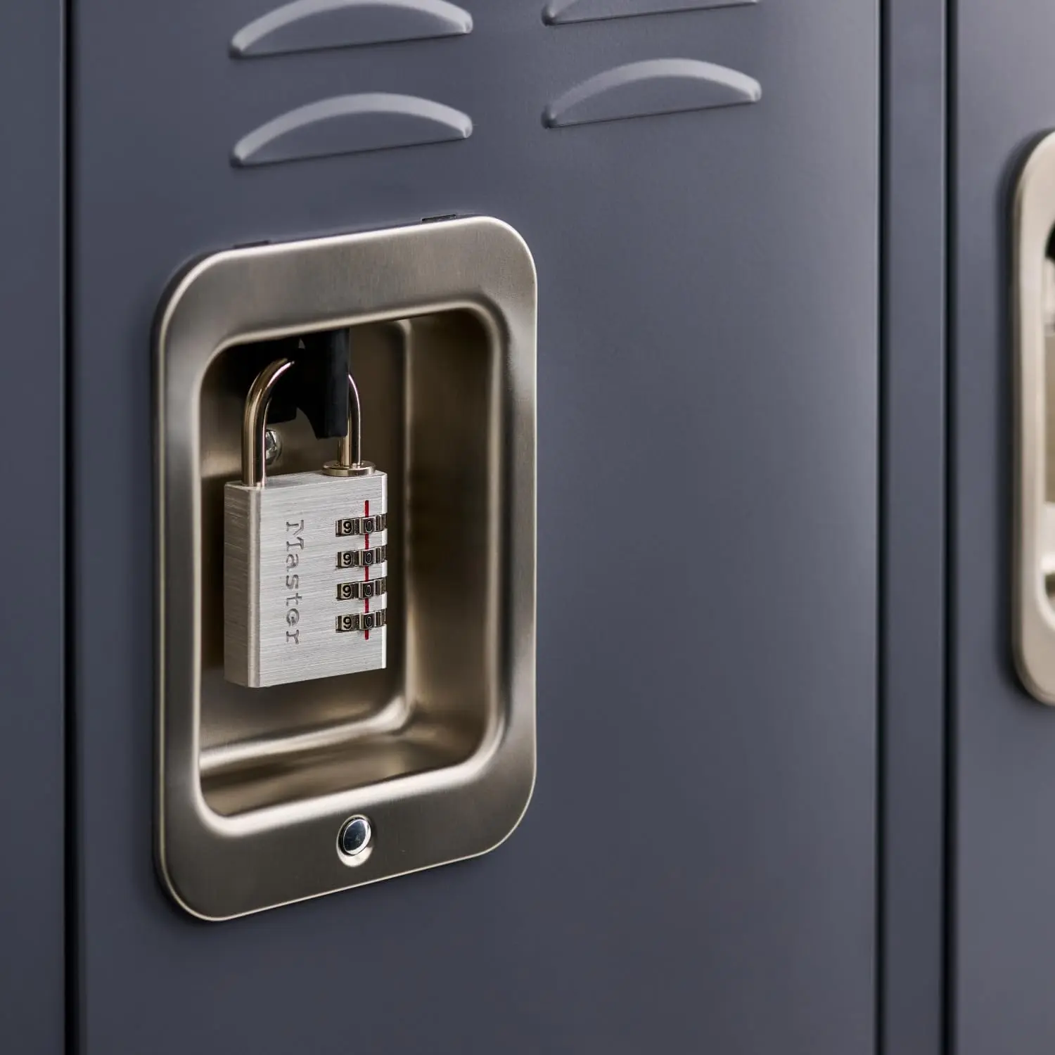 Master Lock 643D 4-Digit Combination Padlock – Set Your Own Passcode, Solid Metal Body, Indoor Locker Lock, Silver