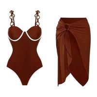 Brown Swimsuit and skirt