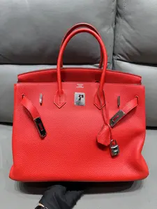 Pre-owned HERMÈS Birkin 35 Rose Jaipur Clemence Palladium Hardware