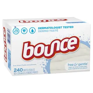 Bounce Free & Gentle Dryer Sheets, Unscented, 240 Count