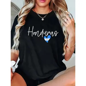 GGOR 100% Cotton Honduras Heart Honduran Flag Hondurans Man Woman T-Shirt