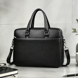 Men’s laptop bag/briefcase — classic men’s briefcase that holds documents, notebooks, and a laptop; can be carried by hand, worn on one shoulder, or crossbody; minimalist, stylish design for everyday commuting and short trips; suitable for office wear; pr