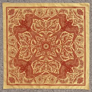 Barn Swallow Bandana - Fawn - Screen Printed Bandana Pattern - Cotton Bird Bandana - Wildflower Hair Scarf - Tarot Altar Cloth