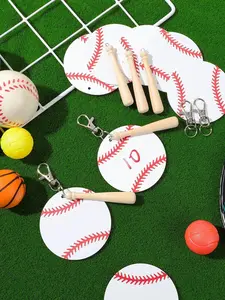 3-Pack Baseball/Softball Acrylic Keychain Set – DIY Mini Bat Keyrings, Sports Party Favors for Kids, Perfect Gift for Baseball Lovers & Coaches, All Season Use