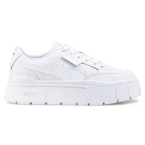 PUMA Womens Mayze Stack Leather Platform Lace Up Sneakers Shoes Casual - White PUMA Womens Mayze Stack Leather Platform Lace Up Sneakers Shoes Casual - White