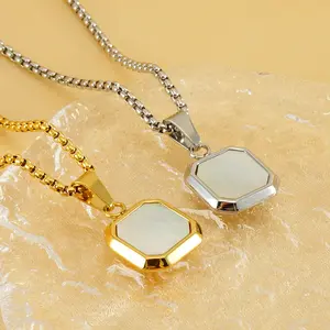 Hip-Hop Turquoise Geometric Necklace | Titanium Steel Unisex Jewelry