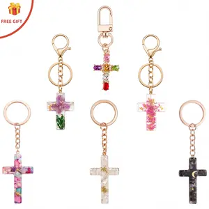 Resin & Crystal Cross Keychain, 6 Unique Styles Bag Charms, Perfect Religious Gift for Confirmation, Communion & Holidays