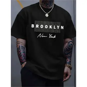 Street Style Graphic Tee Featuring Bold Brooklyn New York Design – Casual Loose Fit Top for Men Seeking Trendy Urban Fashion with Statement Lettering for Everyday Outfits